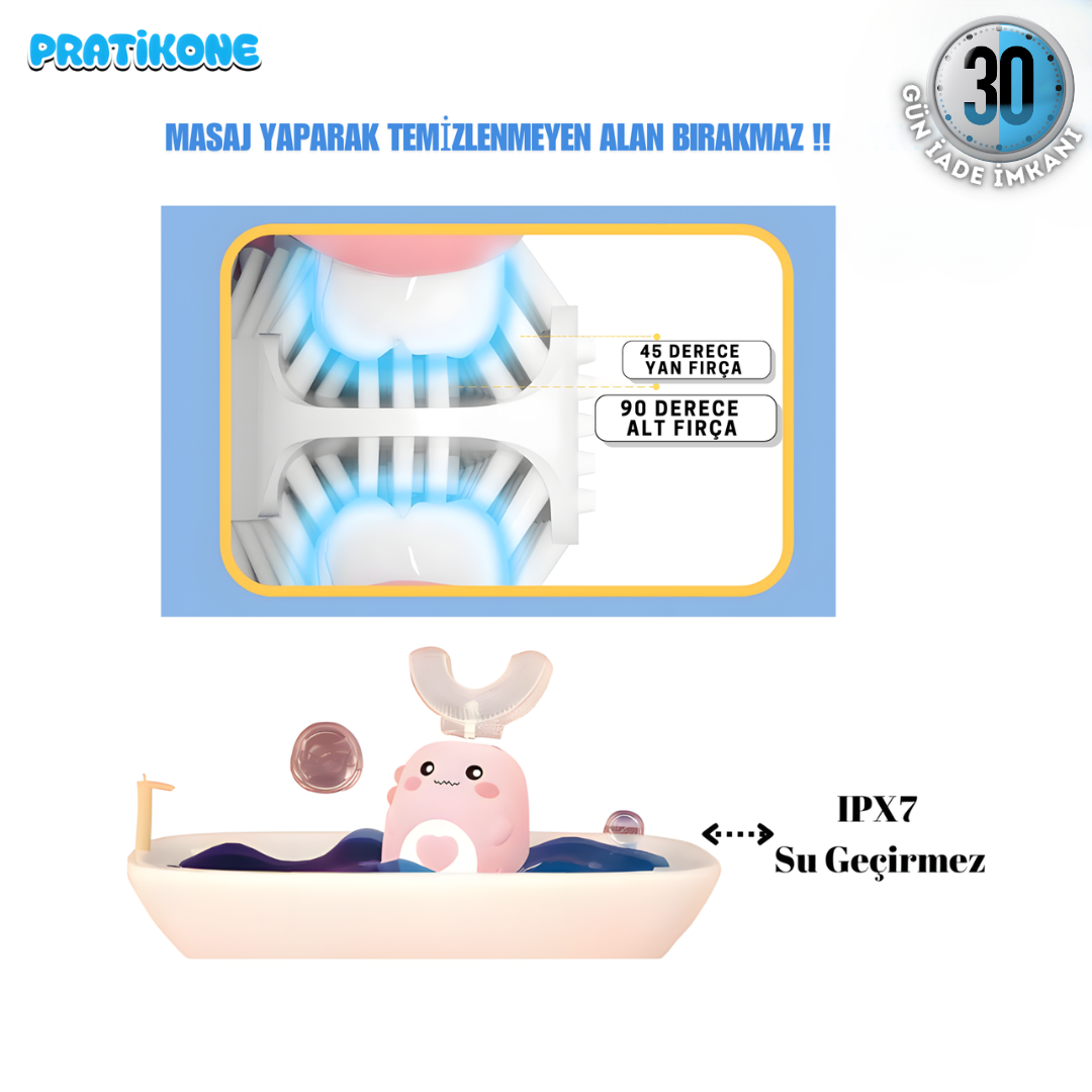 Pratikone U Şeklinde Şarjlı Çocuk Diş Fırçası