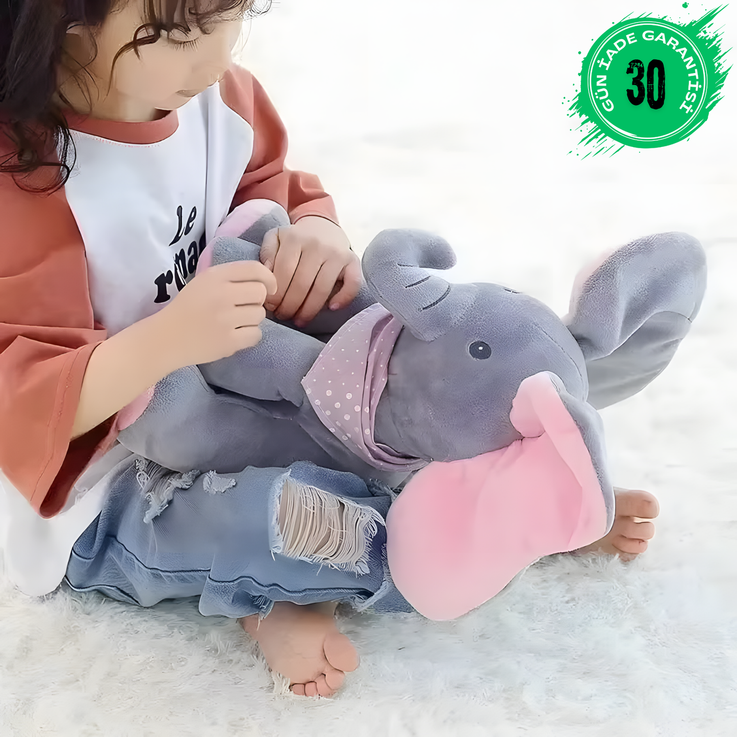 Pek-a-Boo İngilizce Öğreten Saklambaç Oynayan Tatlı Fil