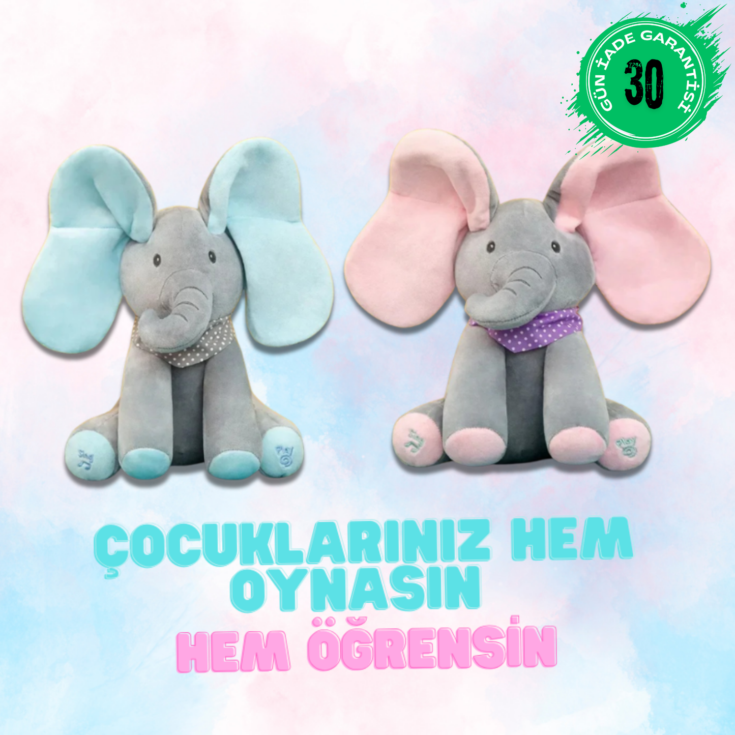 Pek-a-Boo İngilizce Öğreten Saklambaç Oynayan Tatlı Fil