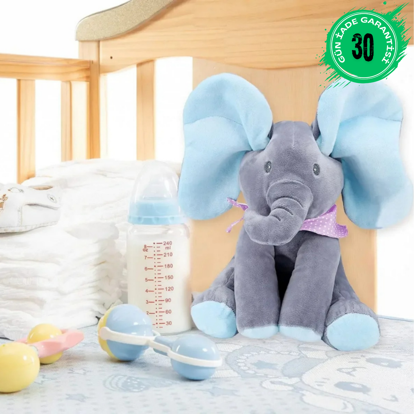 Pek-a-Boo İngilizce Öğreten Saklambaç Oynayan Tatlı Fil