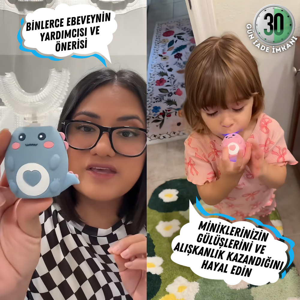 360 Derece U Şeklinde Şarjlı Çocuk Diş Fırçası